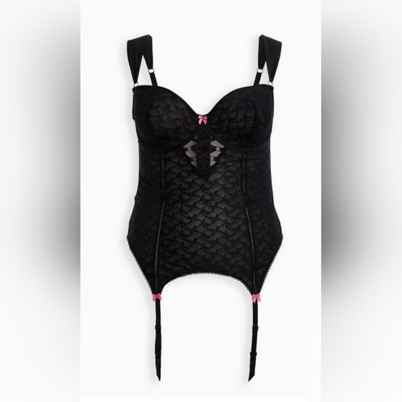 BETSEY JOHNSON Limited Edition TORRID Black Pink Bow Lace Bustier! 🎀 - Picture 7 of 11